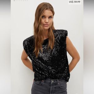 NWT Mango black sequin top. Size M/L